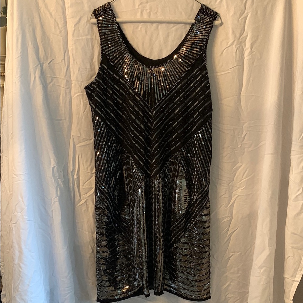 Night Way Collections Black and Silver Embellished Mini Dress